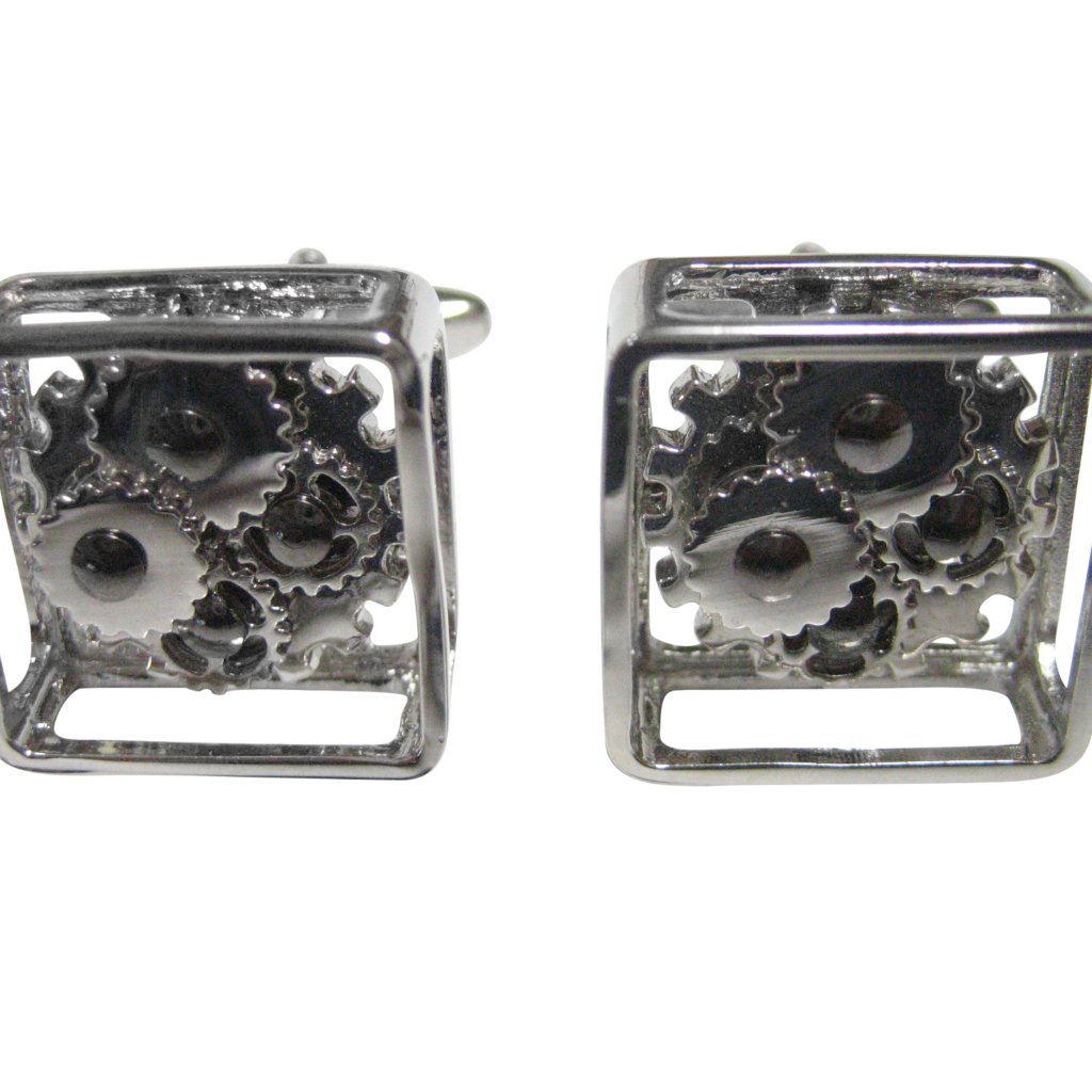 Fixed Non Moving Steampunk Cog Gear Cufflinks